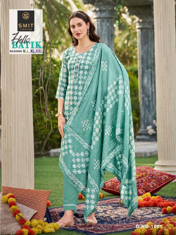 Smit Hello Batik Fancy Designer Kurti Pant With Dupatta Collection